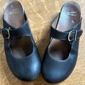 Dansko Martina Black Leather Clog Shoes